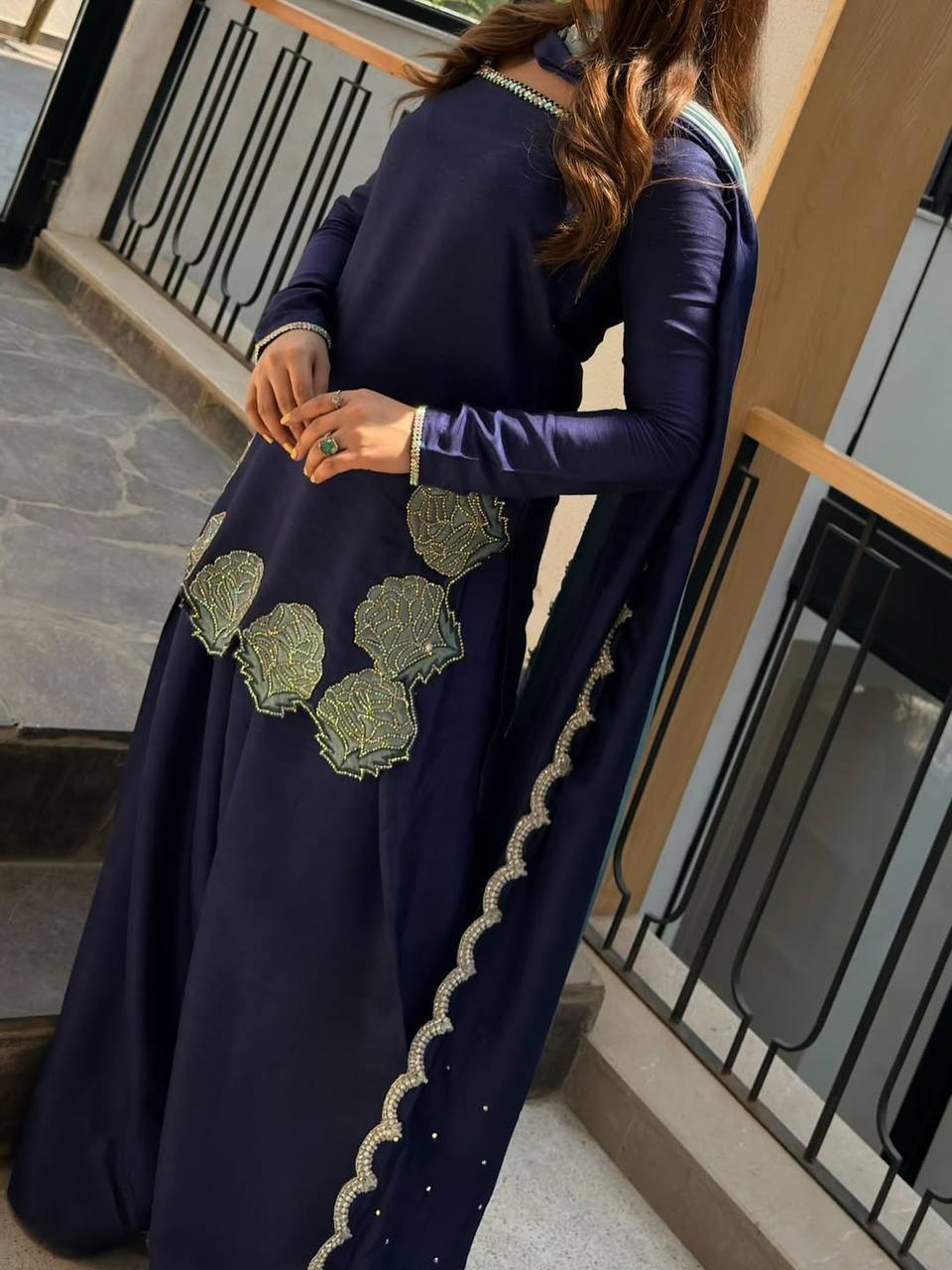Sapphire Blue Scalloped Couture Set